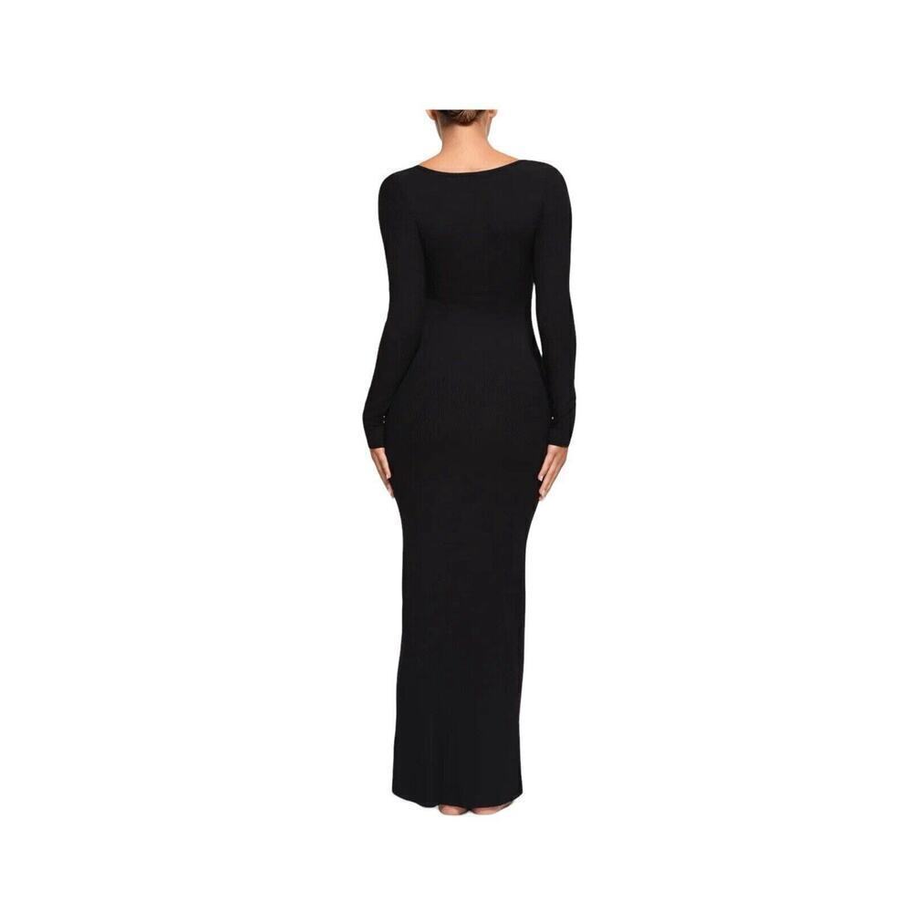 Skims Women's Solid Soft Lounge Long Sleeve Dress Onyx Size Medium NWT - Picture 4 of 7